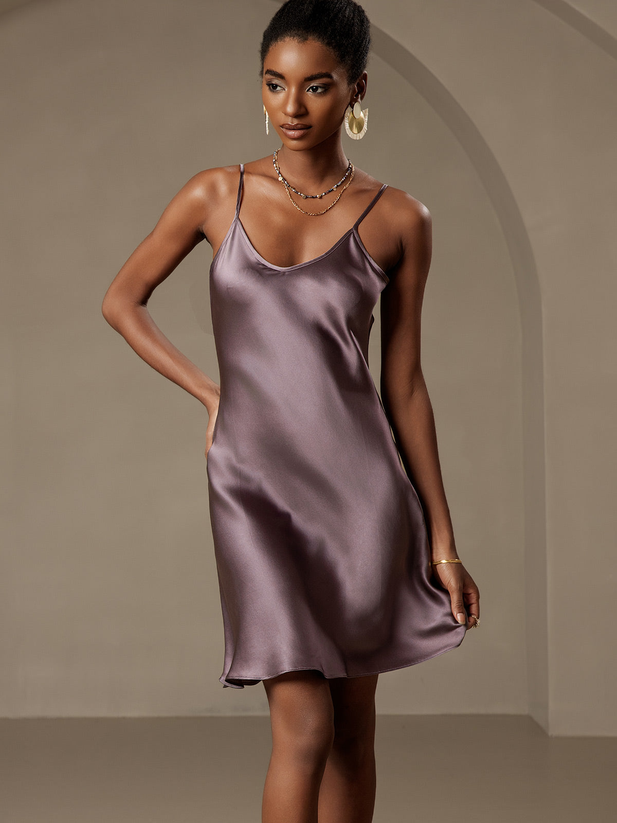[Lilla Grå] SilkSilky-DK Dress 005