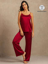 [Vin] SilkSilky-DK 19Momme Spaghetti Rem Dyb Rund Halsudskæring Camisole Sæt 001