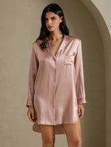 [Toscana] SilkSilky-DK Long Sleeve Lapel Collar Soveskjorte 003