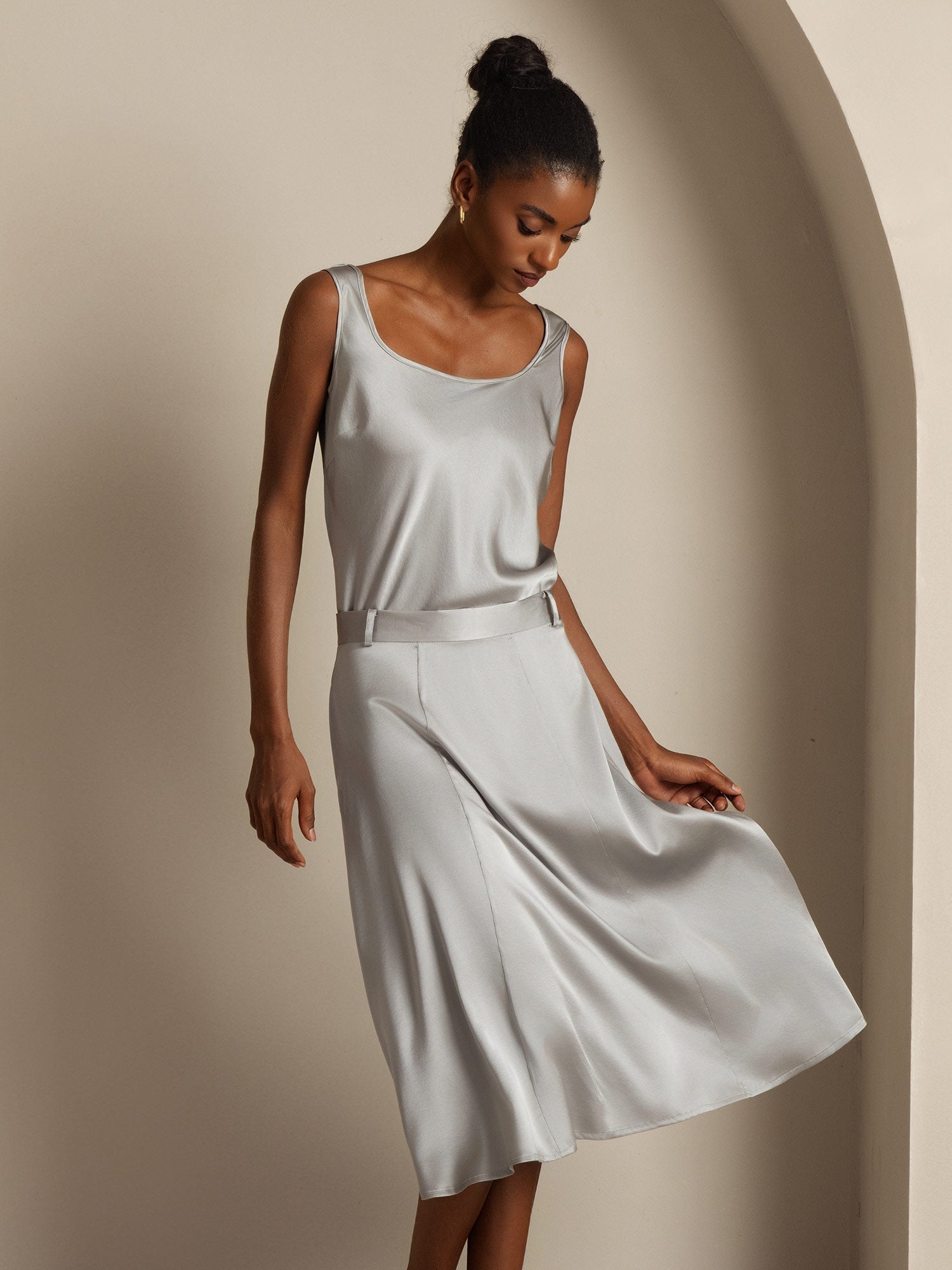 [Griffin Grå] SilkSilky-DK 19Momme Silke Camisoles 005