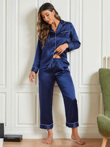 [Mørkeblå] SilkSilky-DK Womens Pajamas 002