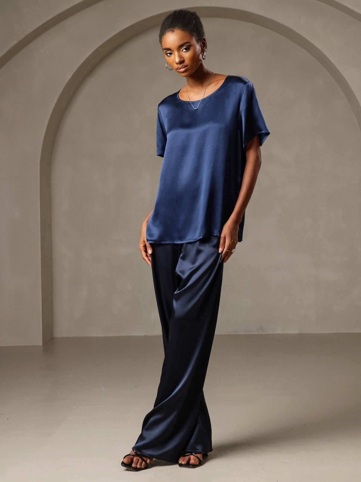 SilkSilky-DK Womens T-Shirt Mørkeblå 006