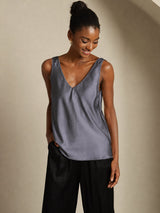 [Mørkegrå] SilkSilky-DK Sleeveless V Neck Camisole Top 003