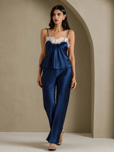 [Mørkeblå] SilkSilky-DK Spaghetti Strap V Neck Camisole Top 006