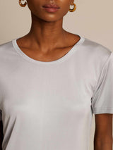 [Sølv] SilkSilky-DK Kort ærme Rund Hals T-shirt til kvinder 004