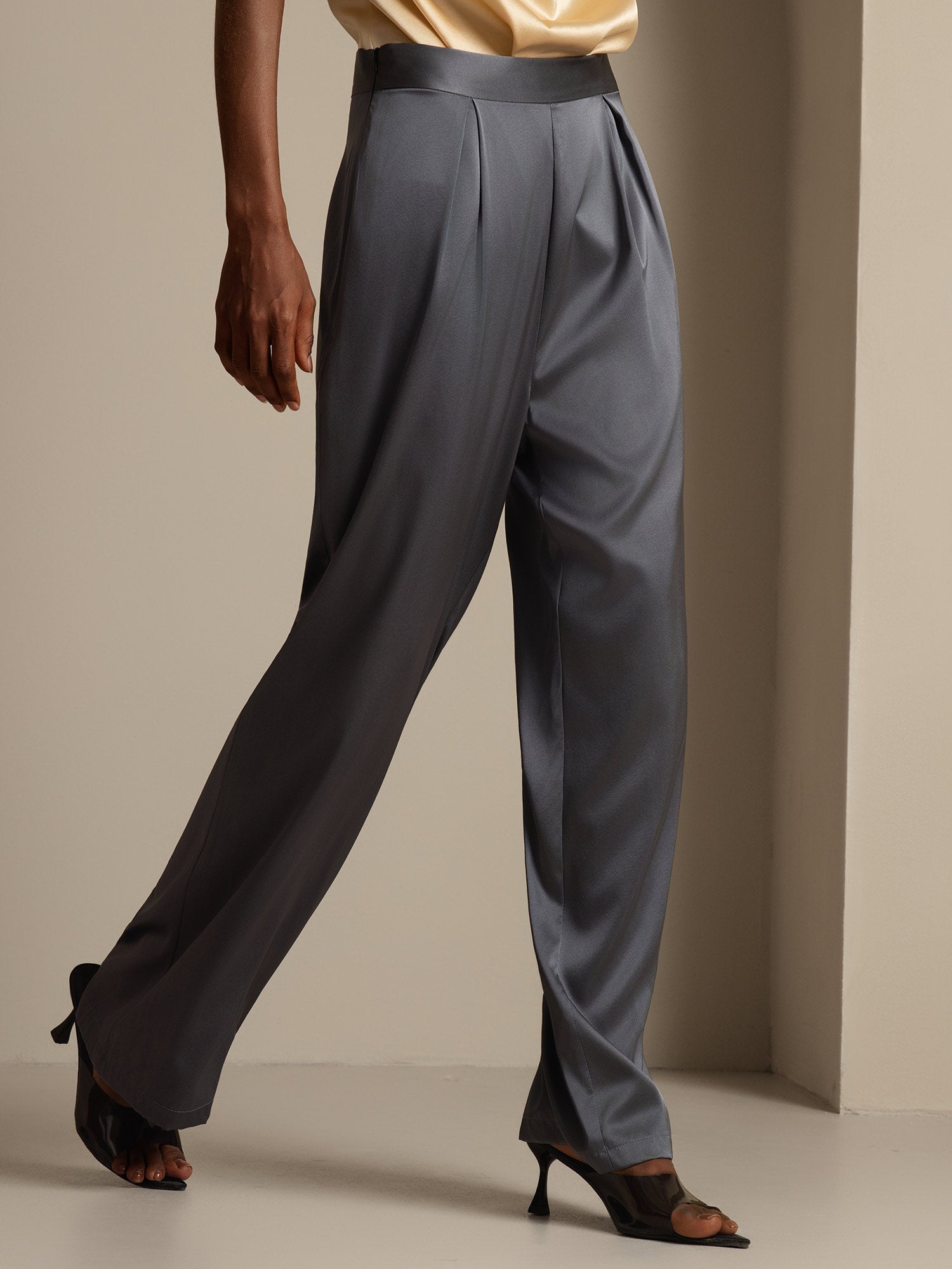 [Mørkegrå] SilkSilky-DK 19Momme Silke Womens Pants 003,