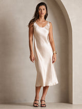 [Beige] SilkSilky-DK Sleeveless Kjole 006