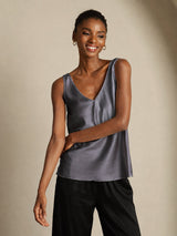 [Mørkegrå] SilkSilky-DK Sleeveless V Neck Camisole Top 004