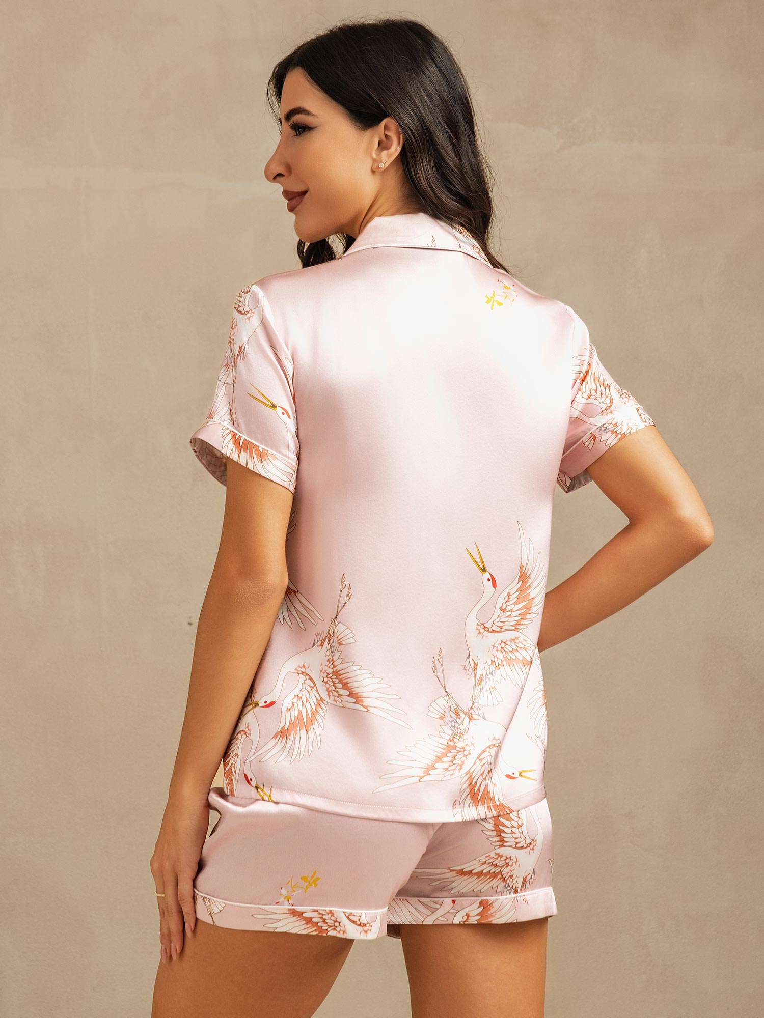 [Lyserød] SilkSilky-DK 19Momme Womens Pajamas 002