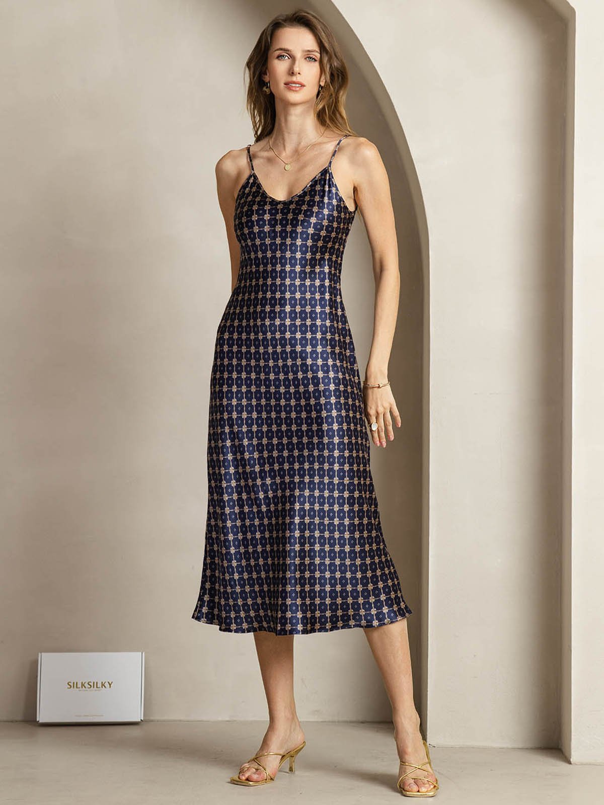 [MarineKæde] SilkSilky-DK 19Momme Silke Dress 004