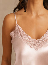 [Lyserød] SilkSilky-DK Sleeveless V Neck Camisole Sæt 004