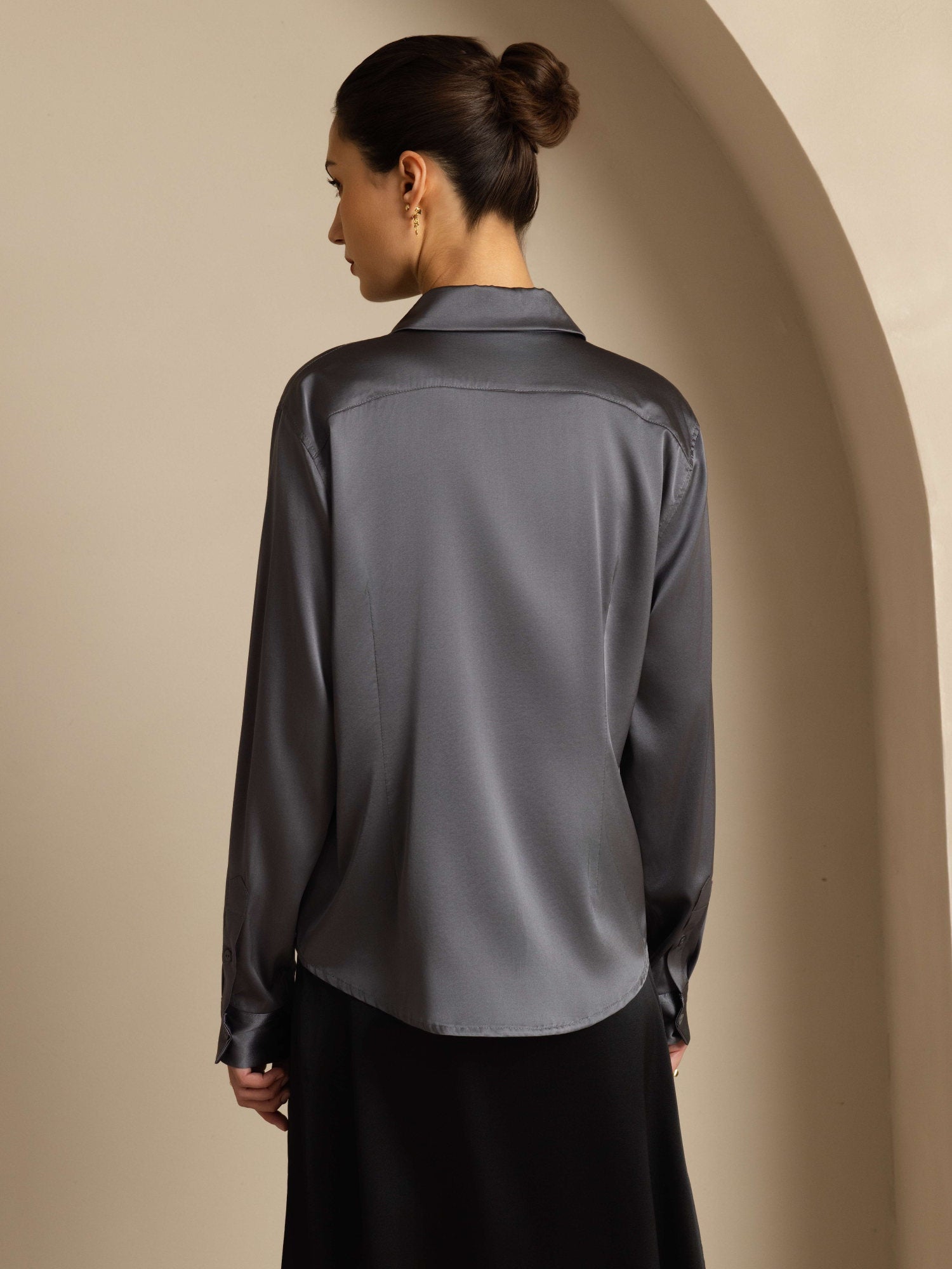 [Mørkegrå] SilkSilky-DK Silke Womens Shirt 002