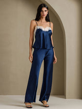 [Mørkeblå] SilkSilky-DK Spaghetti Strap V Neck Camisole Top 007