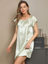 [Mintgrøn] SilkSilky-DK Cap Sleeve Square Neck Natkjole 003