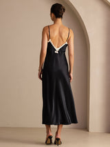 [Sort] SilkSilky-DK Sleeveless V Neck Kjole 002