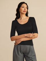 [Sort] SilkSilky-DK Half Sleeve T-shirt til kvinder 004