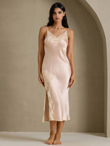 [Lys Pink] SilkSilky-DK Sleeveless V Neck Natkjole 003