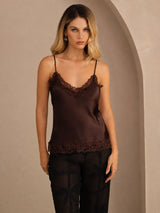 [Brun] SilkSilky-DK V Neck Camisole Top 001