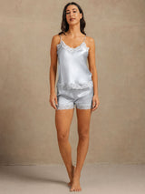 [Gråblå] SilkSilky-DK Sleeveless V Neck Camisole Sæt 006