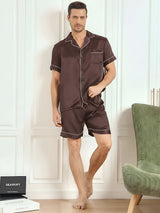 [Kaffe] SilkSilky-DK Short Sleeve Lapel Collar Pyjamas til Mænd 004