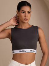 [Grå] SilkSilky-DK Sleeveless Crew Neck Camisole Top 003