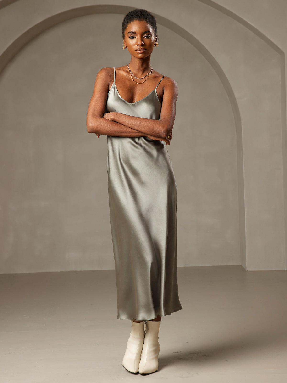 [Grågrøn] SilkSilky-DK Dress 004