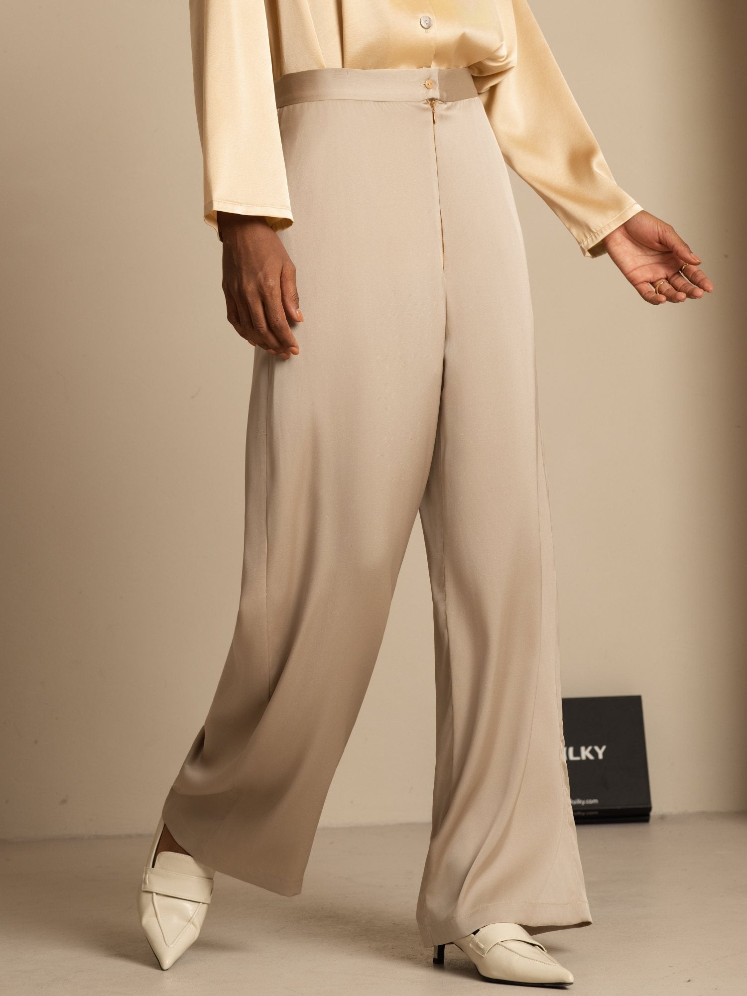 [Tan] SilkSilky-DK 19Momme Silke Womens Pants 003