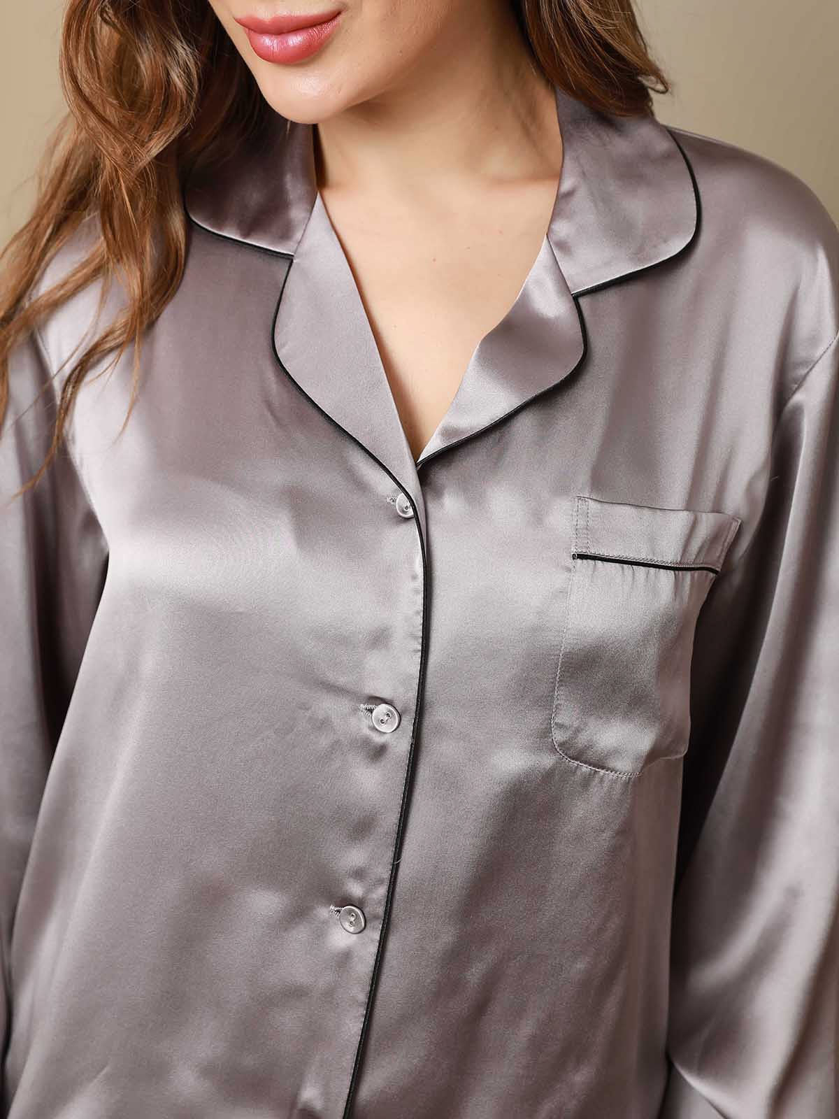 [Grå] SilkSilky-DK Womens Pajamas 007