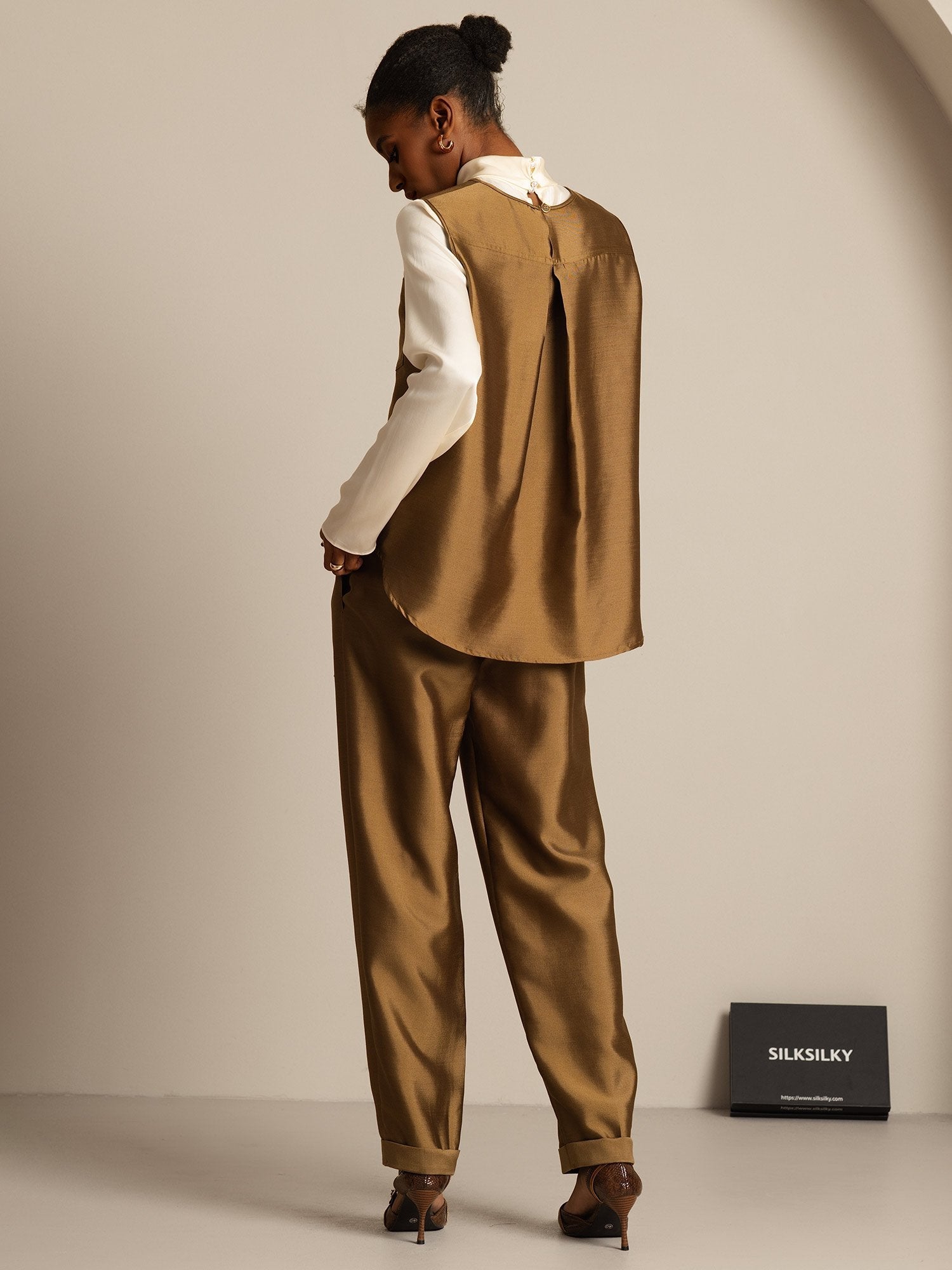 [Bronze] SilkSilky-DK 32Momme Silke Womens Vest 007,