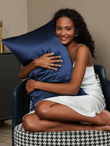 [Mørkeblå] SilkSilky-DK 19Momme Pillowcase 002