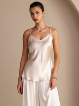 [Beige] SilkSilky-DK Sleeveless V Neck Camisole Top 001