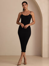 [Sort] SilkSilky-DK Square Neck Kjole 005
