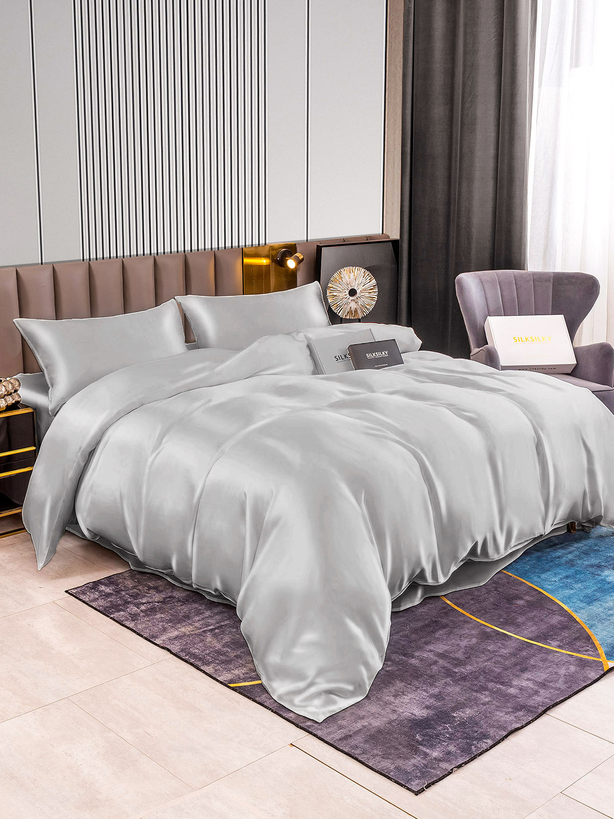 [Sølv] SilkSilky-DK 22Momme Bedding Set 002