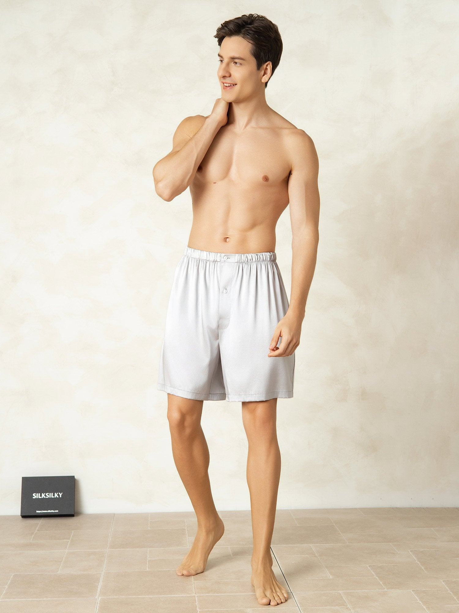 [Sølv] SilkSilky-DK Silke Mens Sleep Bottoms 003
