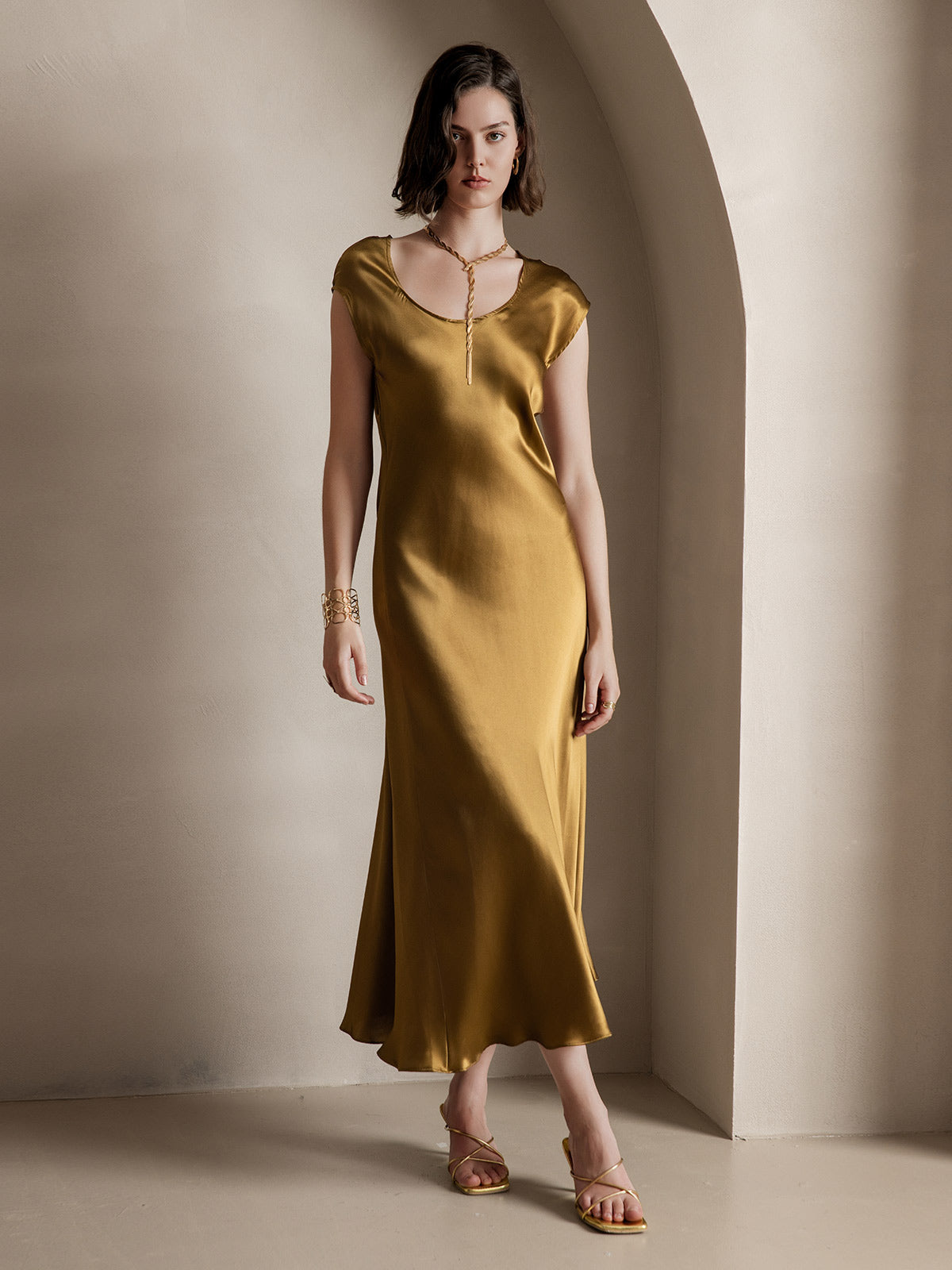 [Brun] SilkSilky-DK 19Momme Silke Dress 005