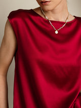 [Vin] SilkSilky-DK Cap Sleeve Round Neck T-shirt til kvinder 008