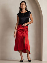 [Sort] SilkSilky-DK Cap Sleeve Round Neck T-shirt til kvinder 006