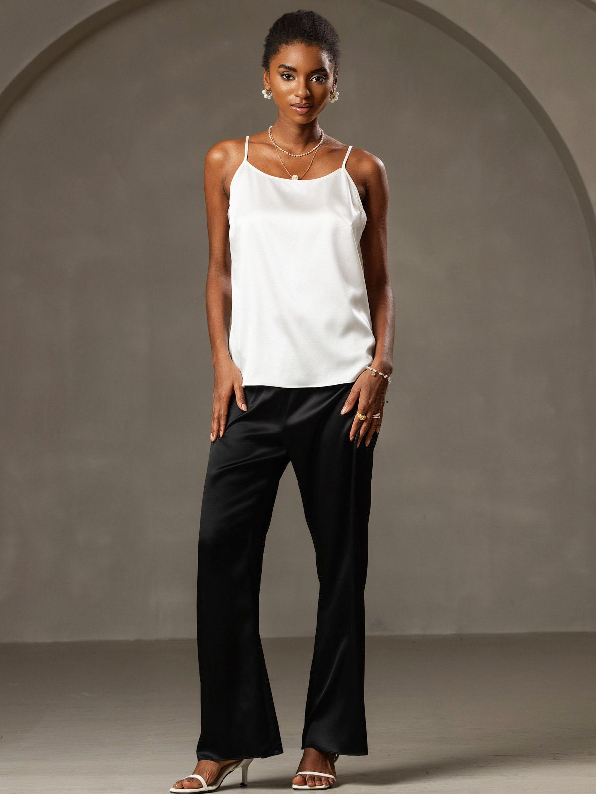 [Hvid] SilkSilky-DK 19Momme Silke Camisoles 001