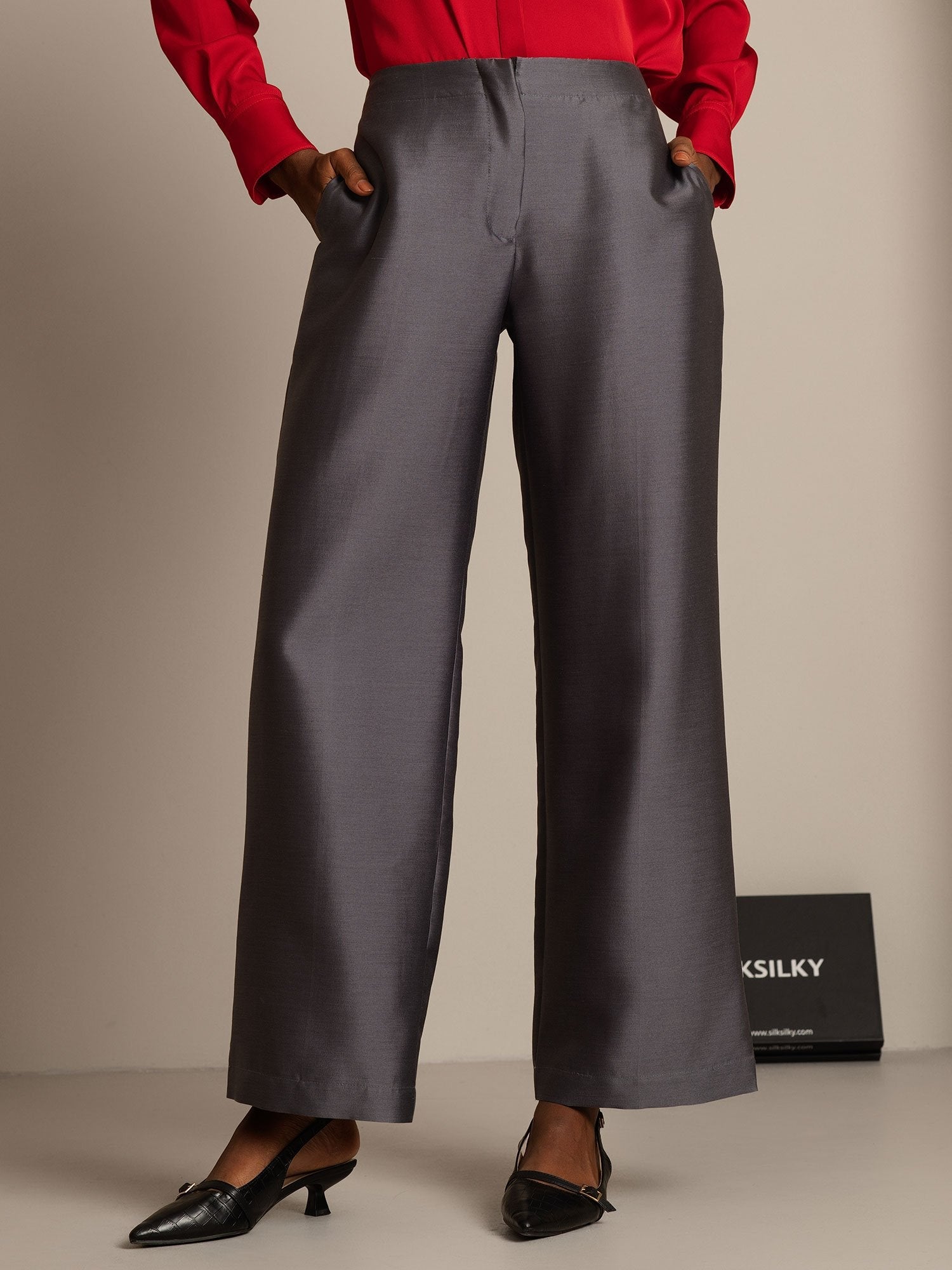 [Grå] SilkSilky-DK 32Momme Silke Womens Pants 001,