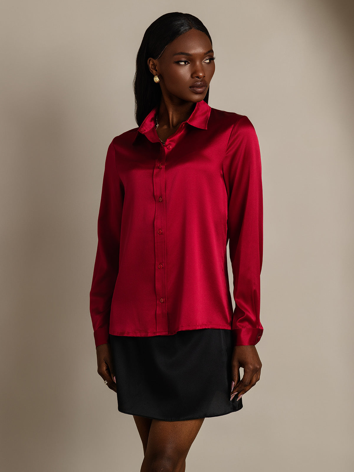 SilkSilky-DK 19Momme Silke Womens Shirt Vin 007