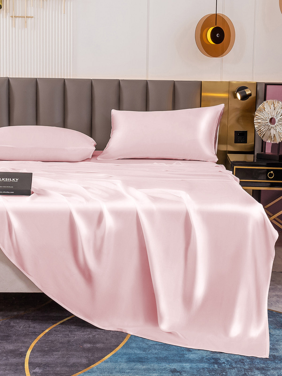 [Lyserød] SilkSilky-DK 19Momme Bedding Set 004