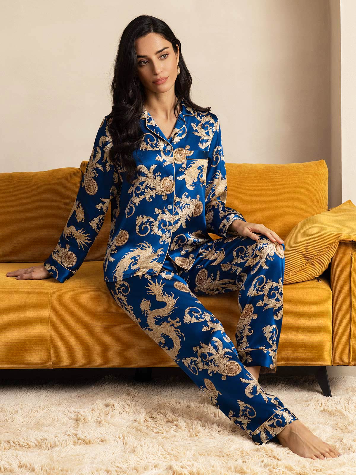 SilkSilky-DK Revers Dame Pyjamas Blå 008