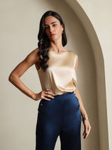 [Champagne] SilkSilky-DK Sleeveless Round Neck Camisole Top 003