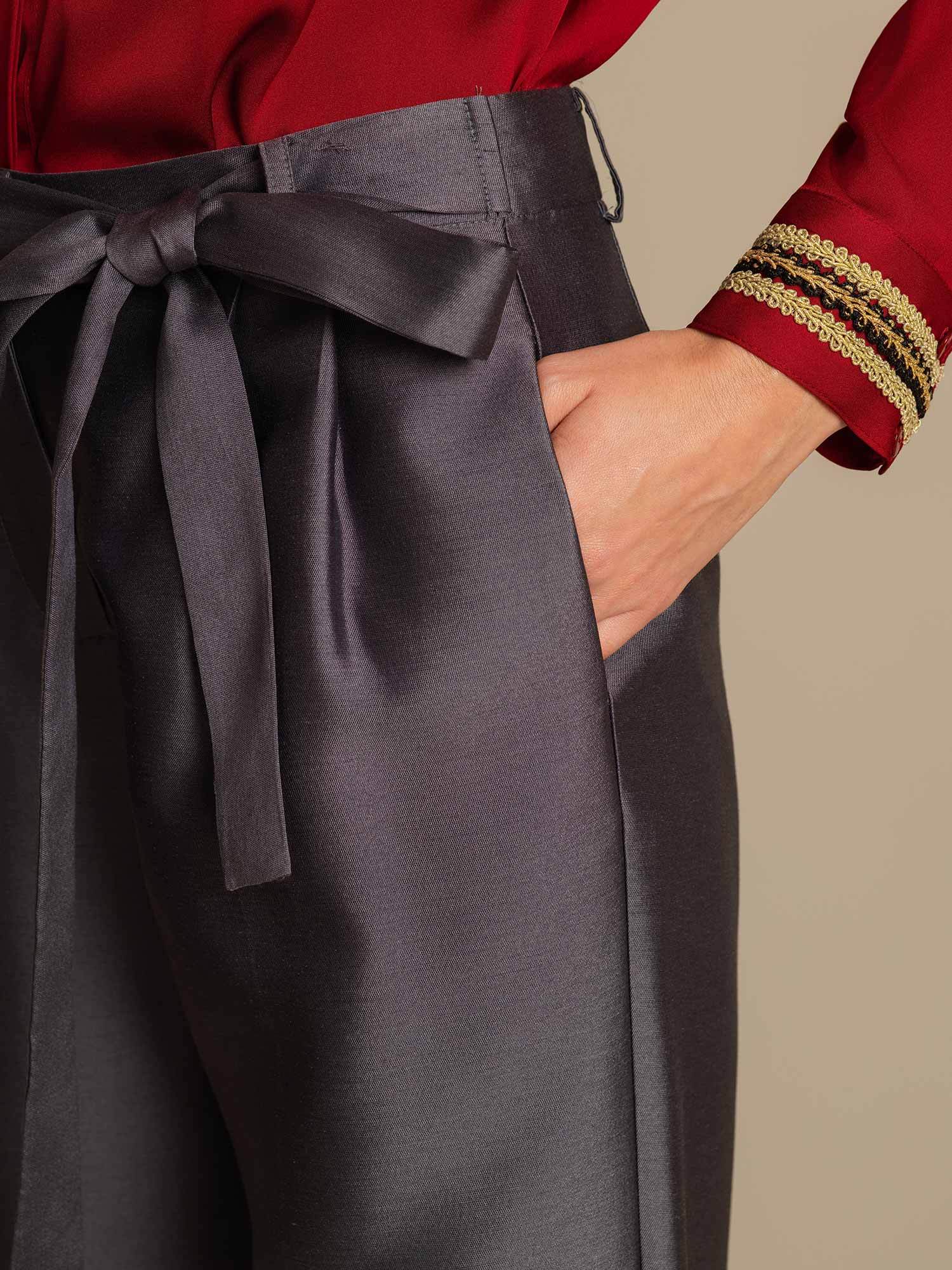 [Grå] SilkSilky-DK 32Momme Silke Womens Pants 004,