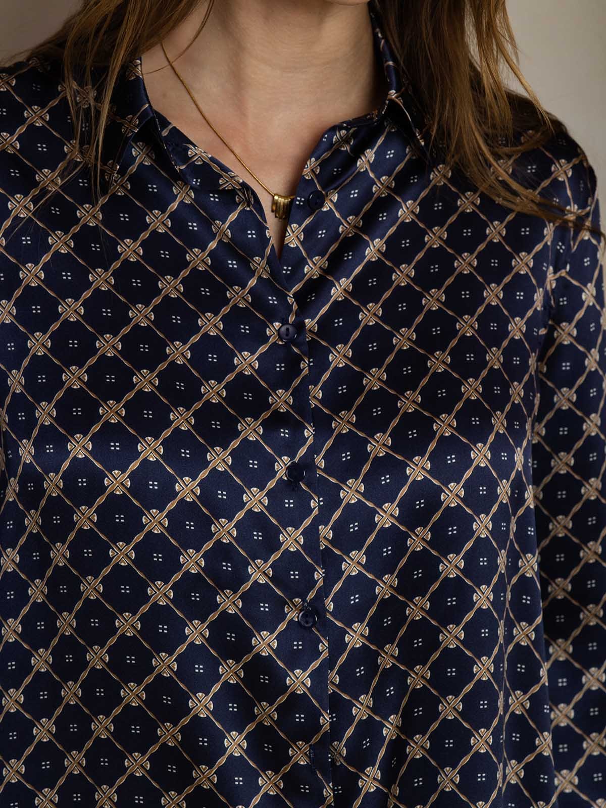 [MarineKæde] SilkSilky-DK 19Momme Silke Lapel Collar Women''s Outfit Sets 005