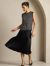 [Sort Stribe] SilkSilky-DK Sleeveless Round Neck Camisole Top 005