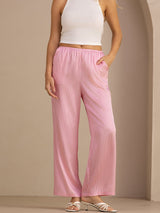 [Rosa Nålestribet] SilkSilky-DK Womens Pants 004
