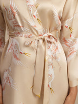 [Champagne] SilkSilky-DK 3/4 Sleeve Dame Morgenkåbe 007