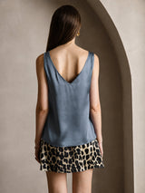 [Ægte Petrol] SilkSilky-DK Sleeveless V Neck Camisole Top 002