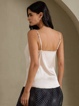 [Beige] SilkSilky-DK Spaghetti Strap Cowl Neck Camisole Top 002